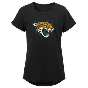 Outerstuff Nfl Jacksonville Jaguars Girls Sonic Heart Short Sleeve Dolman Tee